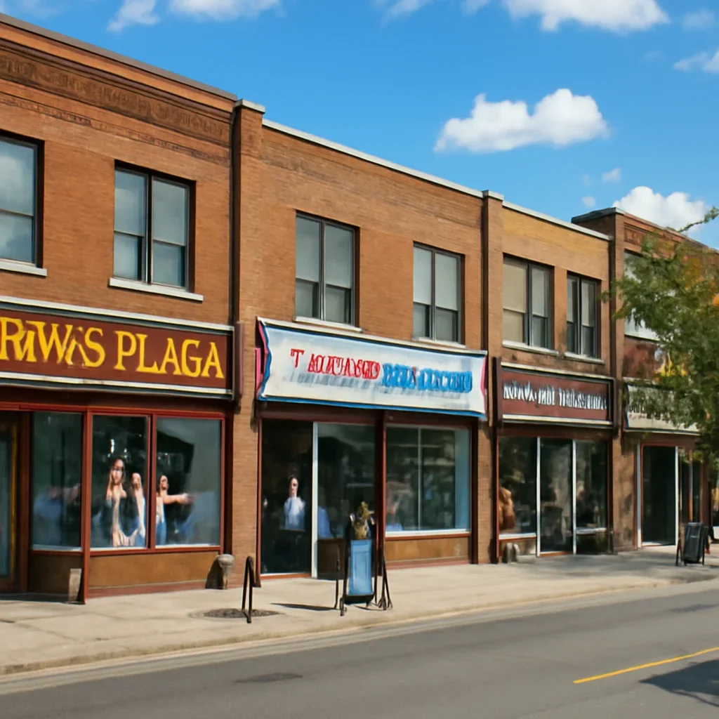 Street-level business setting that reflects the local market in Brampton