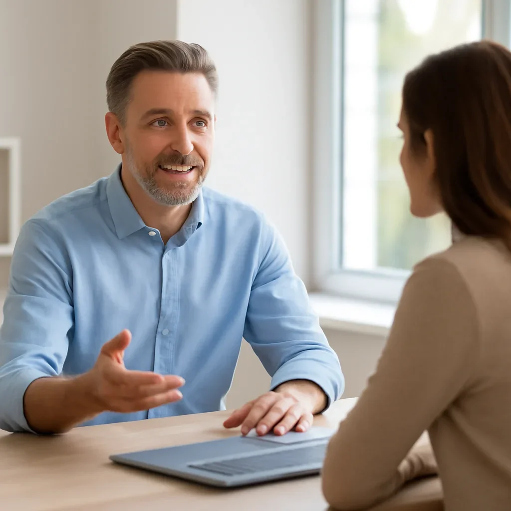 Business owner discussing Google Business Profile management priorities and ongoing local SEO support
