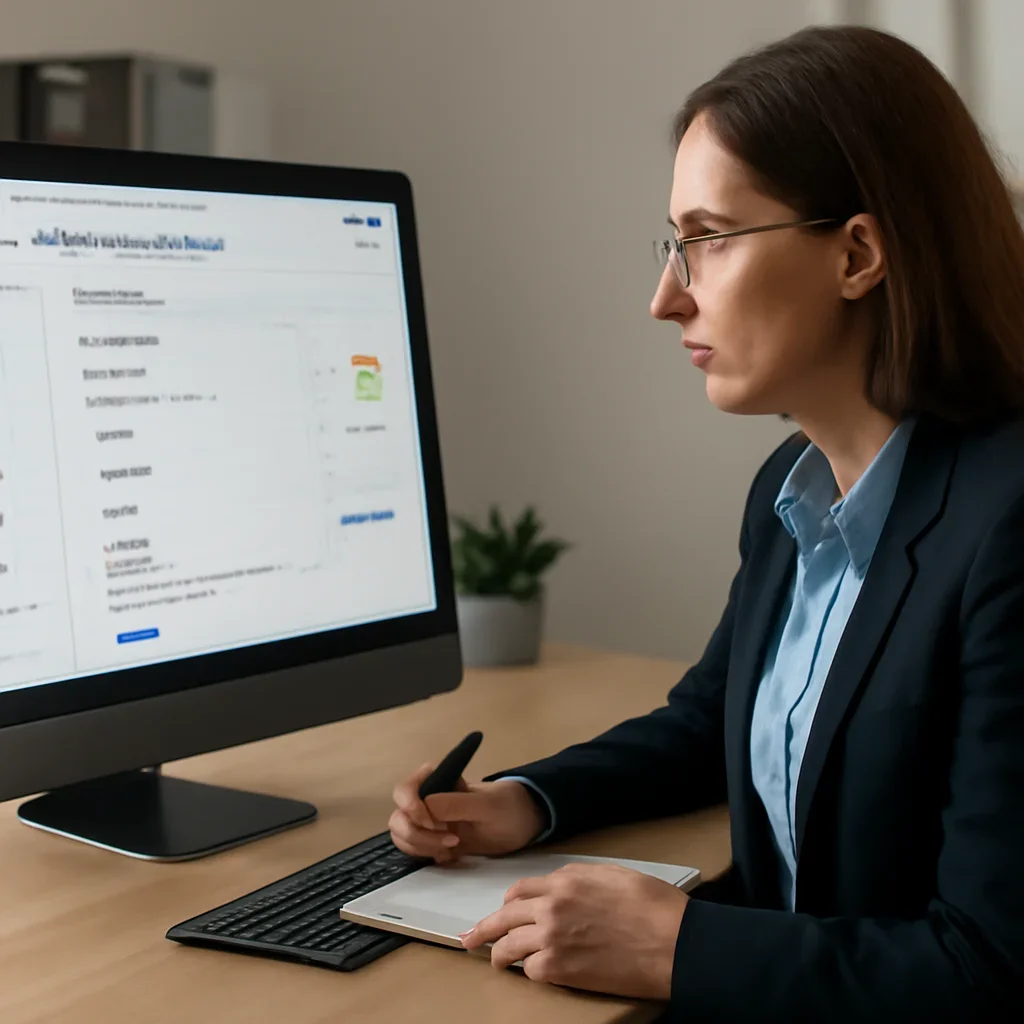 Specialist reviewing Google Business Profile information, posts, customer activity, and local SEO updates