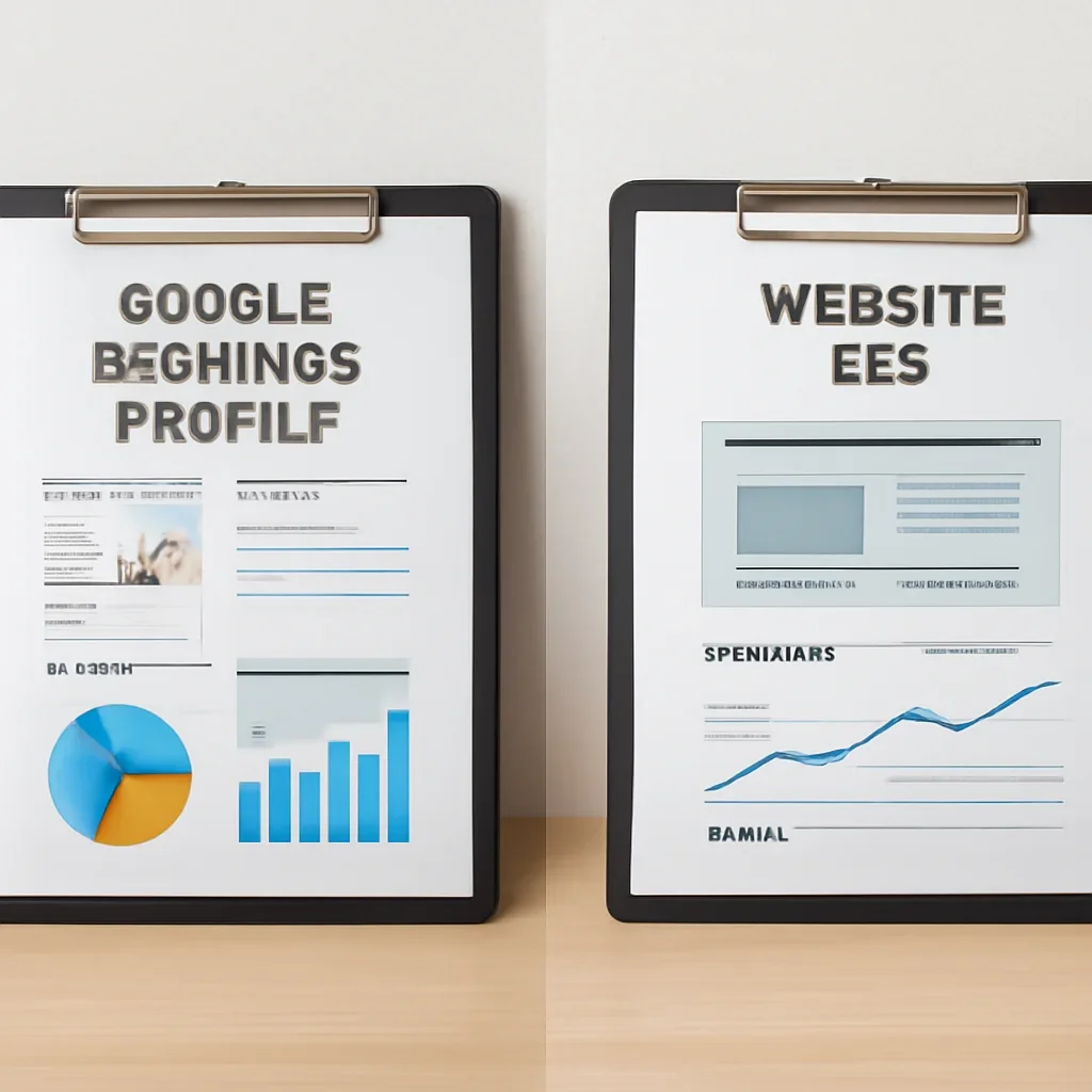 Side-by-side strategy review for Google Business Profile vs website SEO