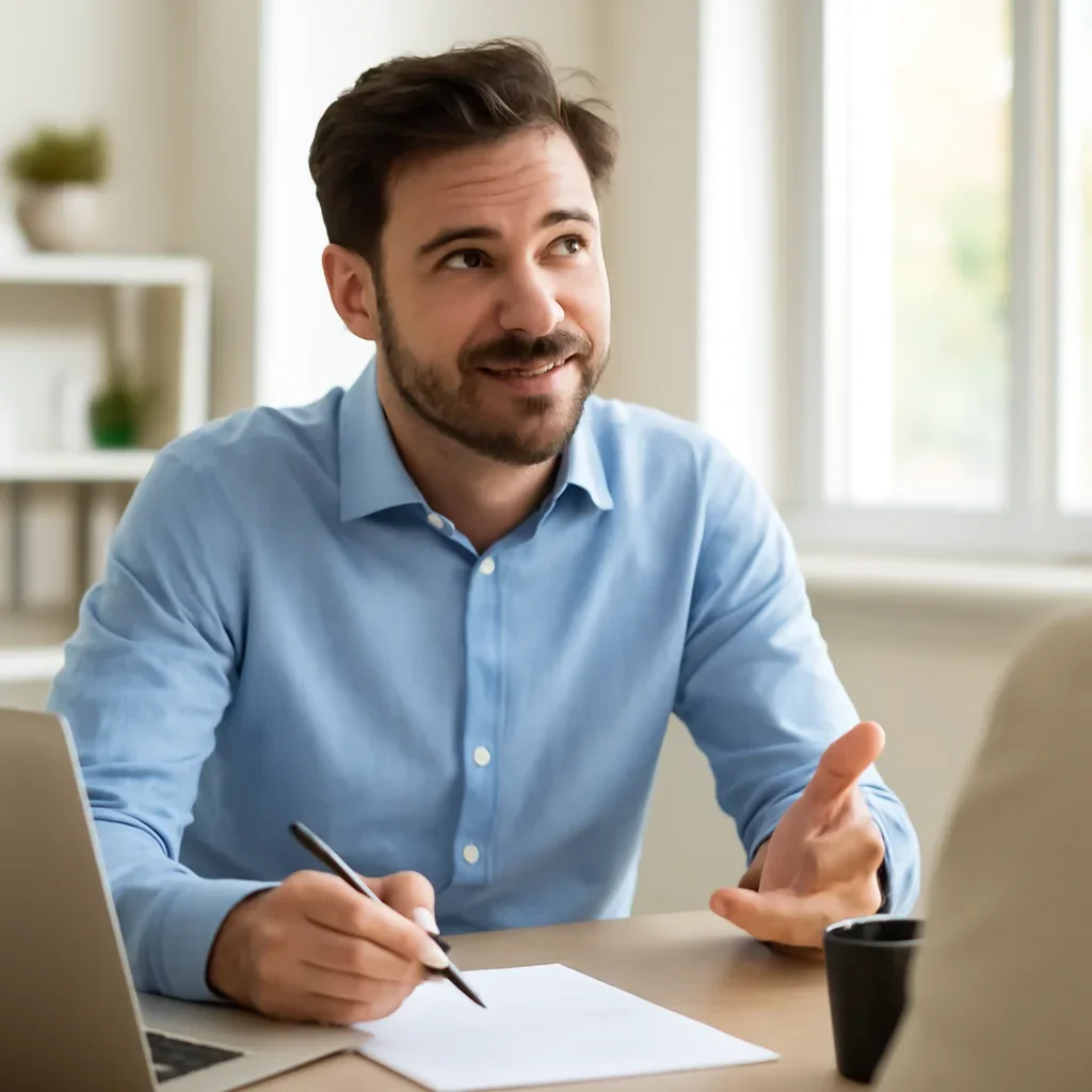 Business owner discussing next steps for industries local SEO support