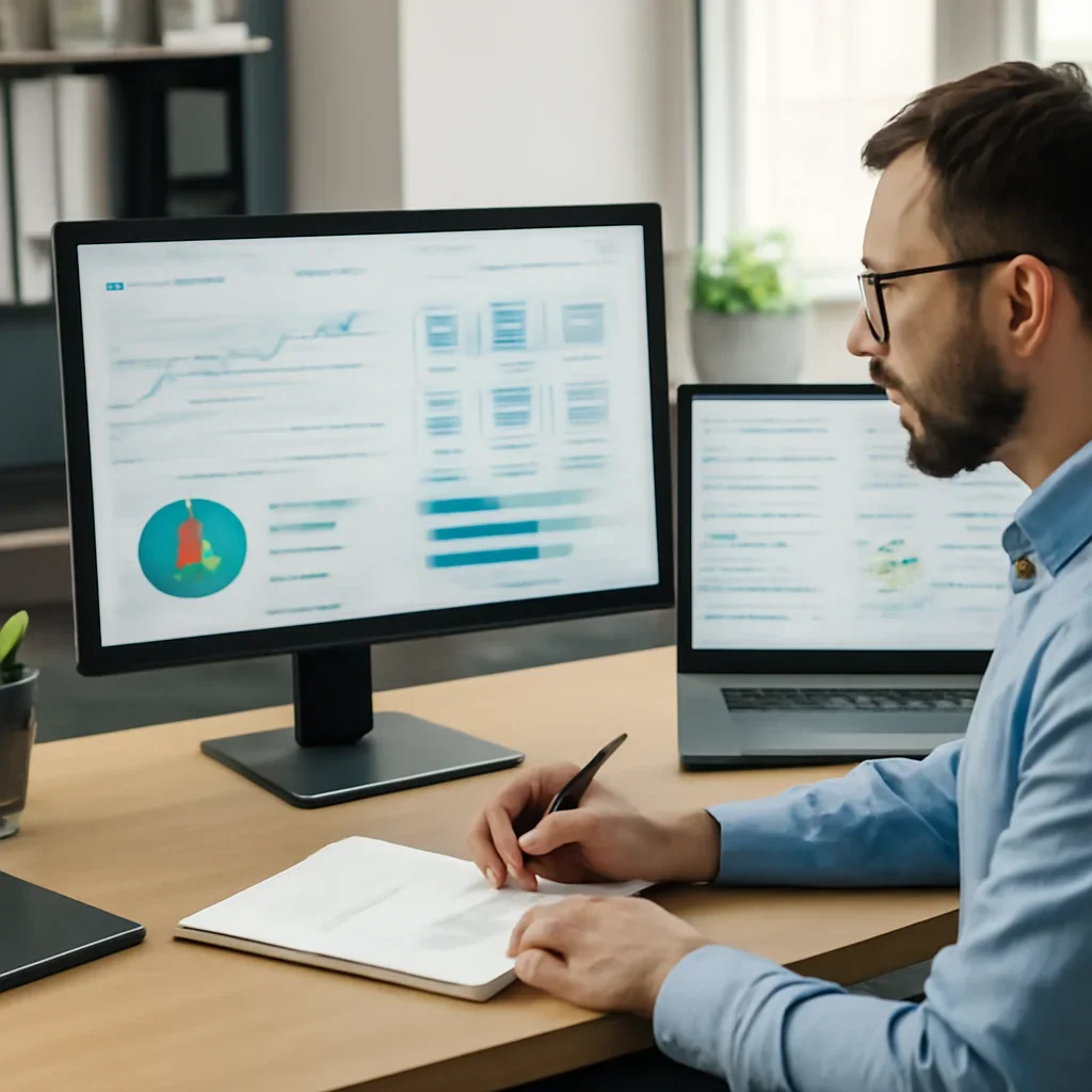 Local SEO specialist reviewing Google Business Profile performance, search visibility and lead tracking